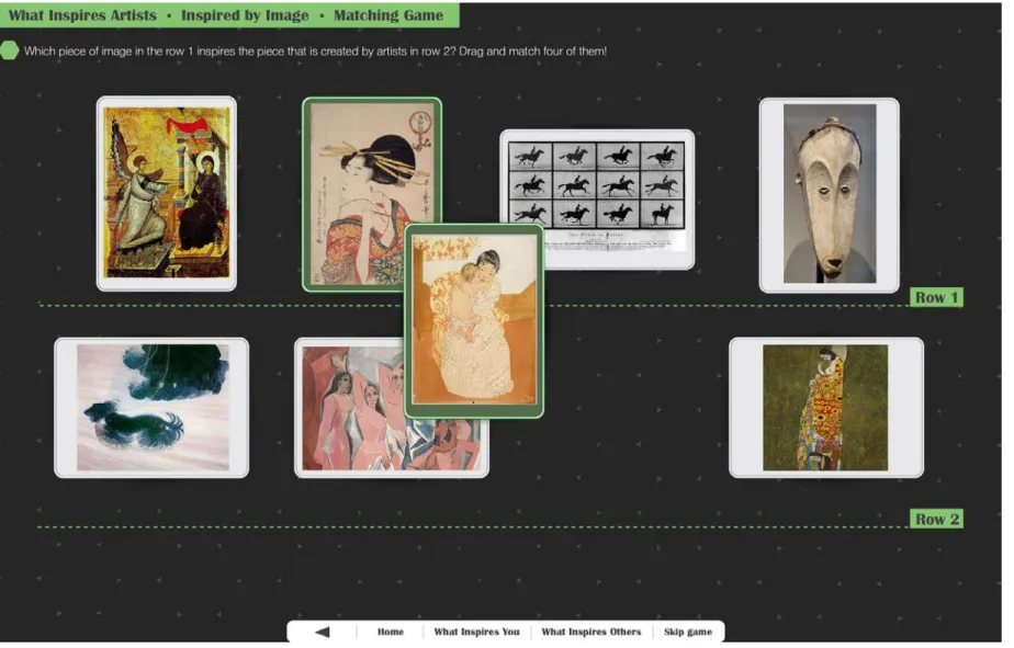 Figure 57.  The learning section A-2: matching cards through the touch interface.  