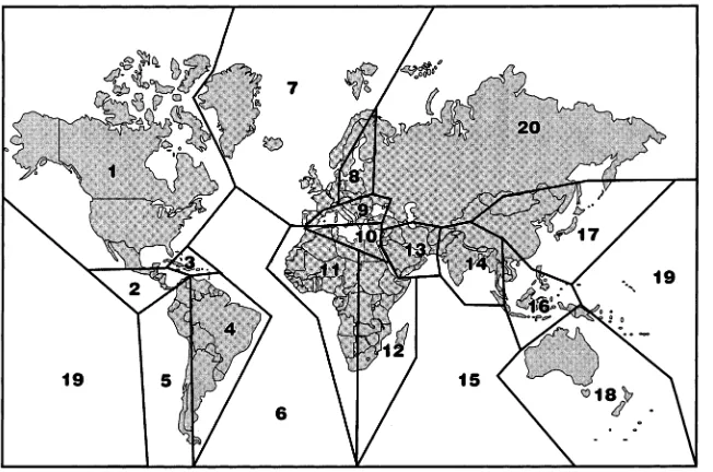 Fig. 3. The 20 regions used in theGVA (taken from Hoozemans et al. 
