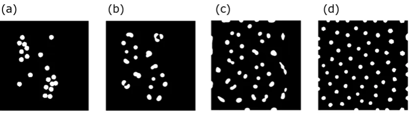 Figure 2. Qualitative illustration of a Schnakenberg system with clusters as initial condition and(homogeneous parameters