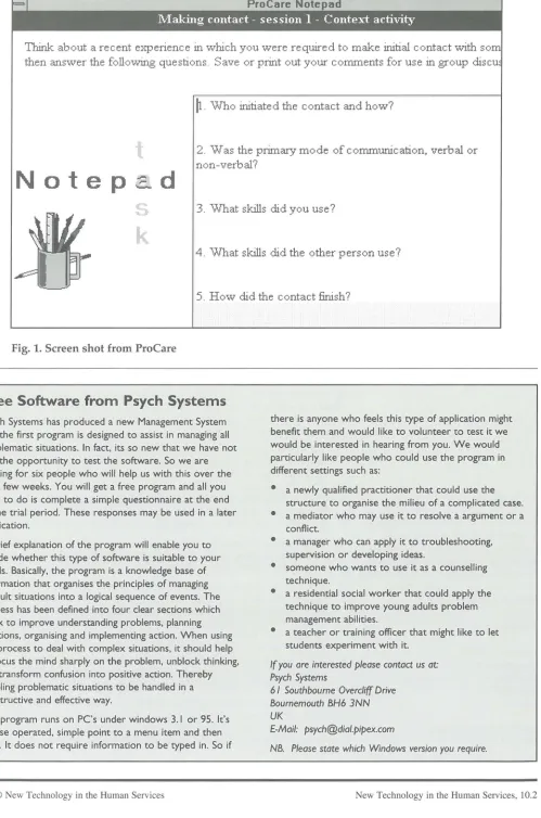 Fig. 1. Screen shot from ProCare 
