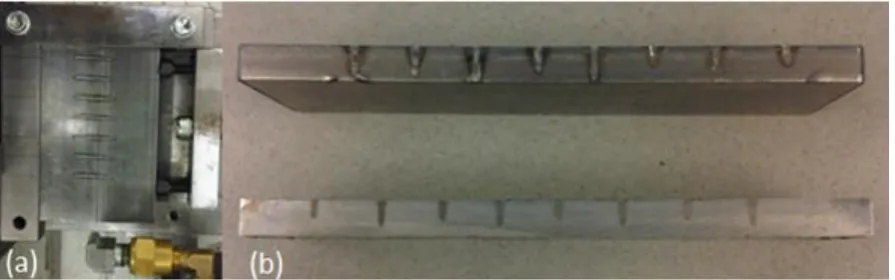 Figure 13 (a) Top view of the welded test pieces, and (b) cross section of the test pieces