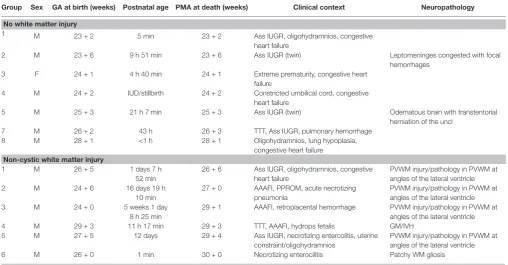 TABLE 1 | Summary of clinical information of human postmortem cases.