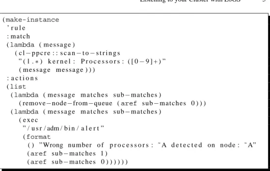 Fig. 3. A rule for removing nodes that boot without the correct number of processors from the queue and alerting an administrator.