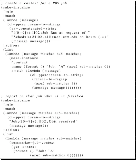 Fig. 6. A rule to report on all of the log messages from the machines in a PBS job.