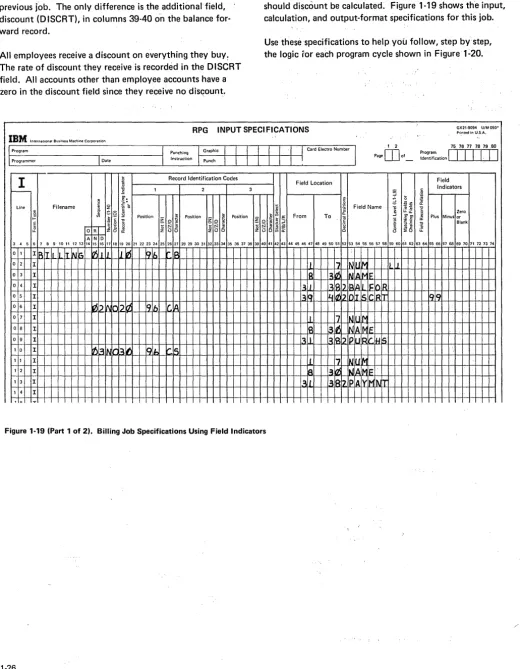 Figure 1-19 (Part 1 of 2). Billing Job Specifications Using Field Indicators 