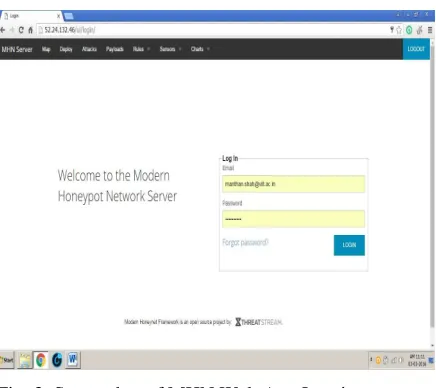 Fig. 3. Screenshot of MHN Web App Log-in 