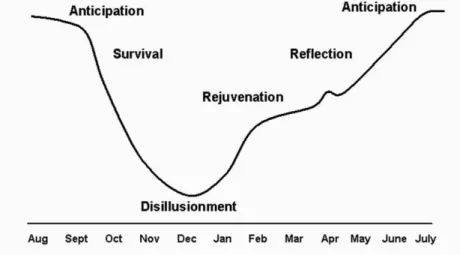 Figure 7.  Phases of First-Year Teacher Development (NAAE, 2002). 
