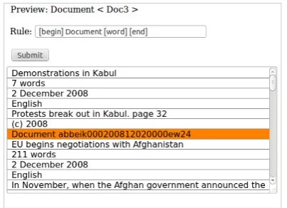 Figure 2: Wizard to segment raw text ﬁles into articles.
