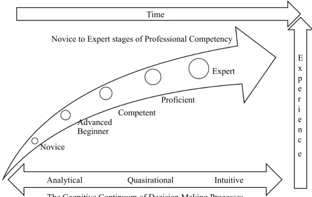 Figure 2.1.  Cognitive continuum of novice to expert decision making. 