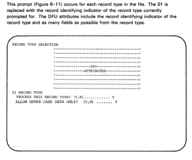 Figure 6-11. Record Type Selection Display for Enter/Update 