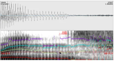 Figure 2: second formant being corrected using the formantcorrection tool