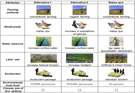 Figure 2. An example of the CE questions for environmental trust fund. 