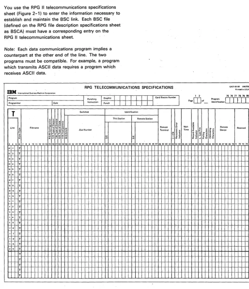 Figure 2-1. Telecommunications Specification Sheet 