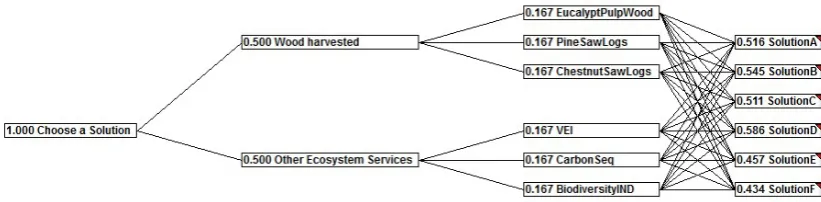 Figure 3. The Criterium DecisionPlus (CDP) model to choose the best non-dominated point from the Pareto Frontier
