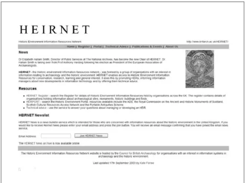Figure 3: HEIRNET http://ads.ahds.ac.uk/heirnet/