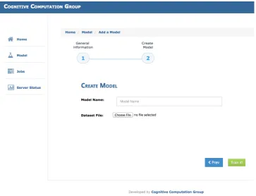 Figure 5: ILLINOISCLOUDNLP pane for setting up a classiﬁer training task