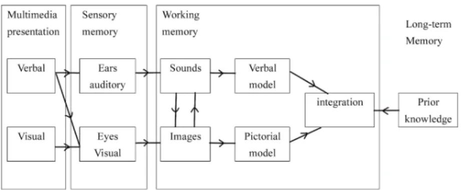 Figure 2. The cognitive theory of multimedia learning (adapted from Mayer, 1997, 2001, 2003,  2005a, 2009)
