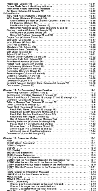 Table or Message Text (Columns 33 through 52) ...................... 17-6 Literal (Columns 43 through 52) ..................................