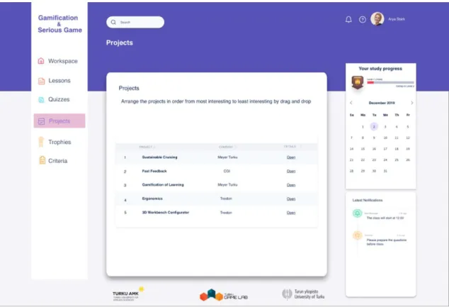Figure 11. Project menu screen. 