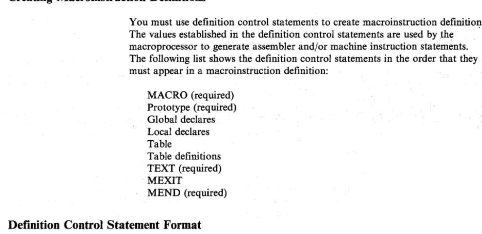 Table Local declares Table definitions 