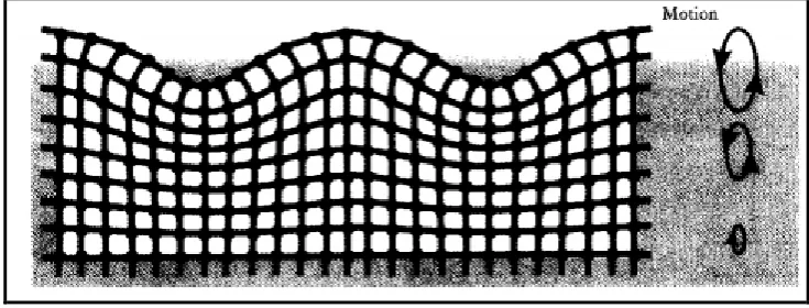Figure 2-6: particles move in ellipses in a surface acoustic wave. The amplitudes 