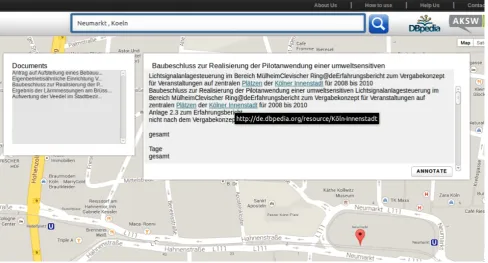 Figure 3: Searching for governmental documents mentioning Neumarkt in Cologne