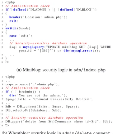 Figure 1: Examples of application-specific security logic