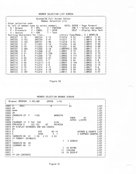 .Figure 30--------------------------------------------------------------------------------MEMBER SELECTION BROWSE SCREENIBrowse: RPCPCM1S MYLIBRUPPER1-79