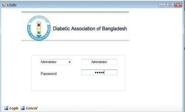 Fig: Administrator option is selected and password is entered 