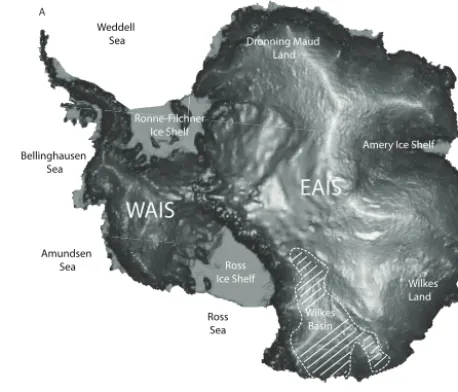 Figure 1. Map of the Antarctic Ice Sheet, highlighting the locationof the Wilkes Basin.