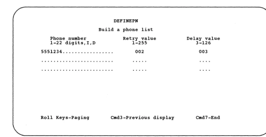 Figure 5-2 display shows the display that is shown when you create a list; the for changing the list is similar