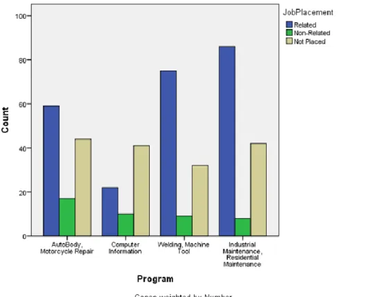 Figure 9 displays the number of job placements for each program category.  