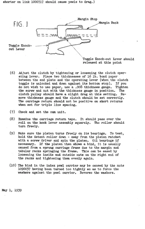 FIG.  1  Toggle   Knock-out  Lever  .Margin  Stop /......  /Margin  Rack  ......•.. 