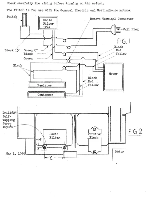 Figure  1  ehows  the  w1ring  diagram  with  the  radio  filter  installed.  Note  that  the  copper  terminal  block  connector  1001280,  on  posts  3  and  4  is  not  used  with  the  filter