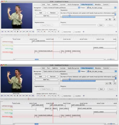 Figure 1. Comparison of the stroke detection recognizer executed with high (top image) and low (bottom image) thresholds