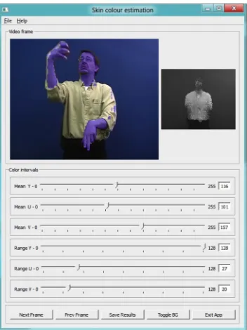 Figure 2: Graphical user interface application that allows to adjust the color ranges representing human skin