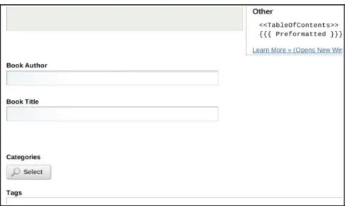 Illustration 30: The Wiki shows custom fields integrated with the rest of the fields on the form