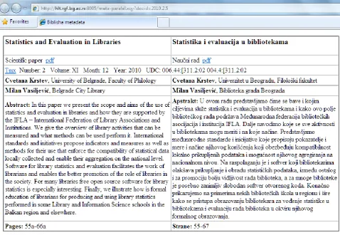 Figure 7. Metadata window with links to full texts (pdf) and to full parallel aligned text (tmx)  