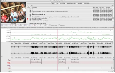 Figure 1 ELAN window in the default working mode, the "Annotation mode" 