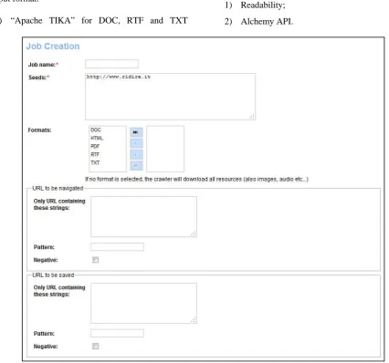 Figure 2: Job configuration interface