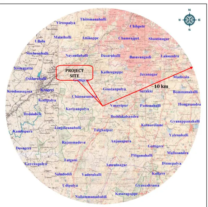 FIG 2.2: TOPO MAP COVERING 10 km RADIUS 