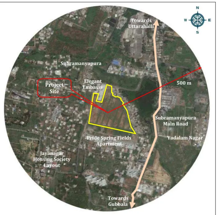 FIG 2.3: AERIAL VIEW COVERING 500m RADIUS 