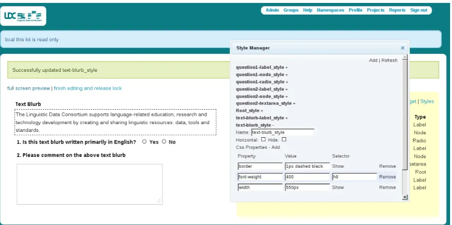 Figure 5: The style manager opened on the same GUI.