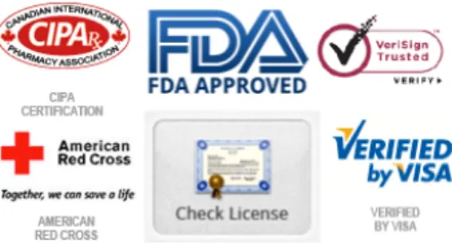 Fig. 1. Examples of counterfeit certification seals found on rogue pharmacy sites.