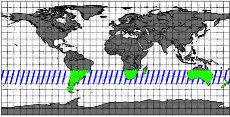 Fig. 2.Figure 2. Two-dimensional feature example. Yellow lines represent the max and min thresholds for each of the two sub-filters, with only data satisfying the union (green) accepted by the filter and all other data (red) rejected