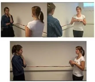 Figure 1: Individual and panoramic view from the video-recordings; speaker on the right and addressee on 
