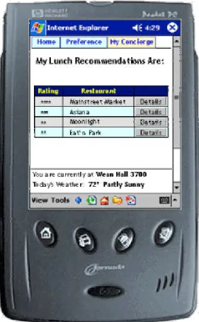 Figure 2: This Restaurant Concierge is an example of  a myCampus agent.  