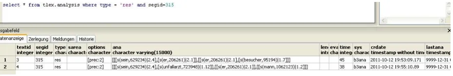 Figure 4: Here the analysis string (ana) is of type ’res’, denoting pronoun resolution