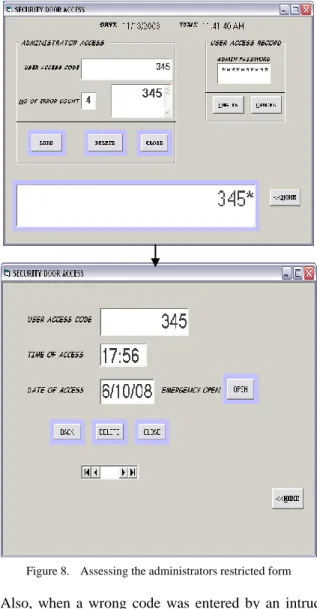 Fig.  7  below  shows  how  to  access  the  security  door  using different codes. 