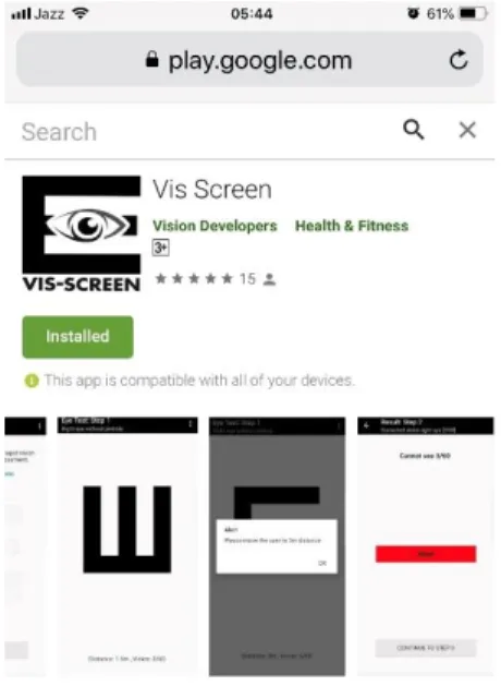 Figure 1: The Vis-Screen app  